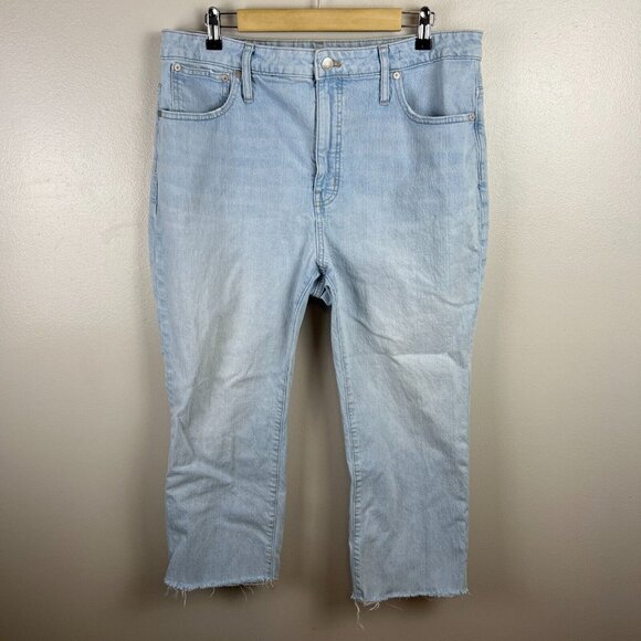 Madewell Slim Demi-Boot Jeans Size 33 Petite Bellmeade Light Wash High Rise - Picture 1 of 12